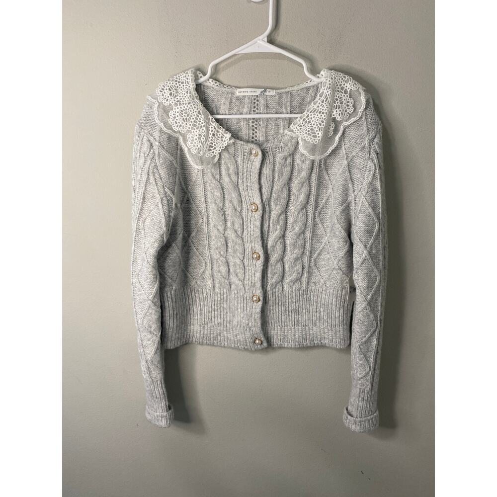 New Altar'd State Lace Collar Cardigan Cottagecore Coquette Sweater Small